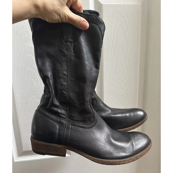 Frye Mens 87687 Carson Black Leather Pull On Cowboy Western Boots Size 8.5 D - Picture 3 of 16